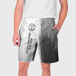 Шорты на шнурке мужские Manchester United - white gradient по-вертикали, цвет: 3D-принт