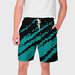 Шорты на шнурке мужские The color is black and light blue, цвет: 3D-принт