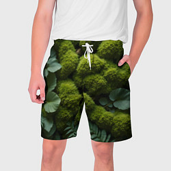 Шорты на шнурке мужские Зеленый мох и листья, цвет: 3D-принт
