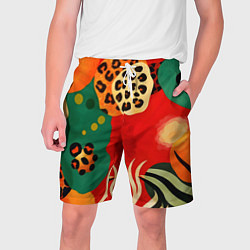 Шорты на шнурке мужские Анималистичный африканский паттерн, цвет: 3D-принт