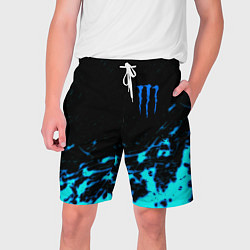 Шорты на шнурке мужские Monster energy голубые краски, цвет: 3D-принт