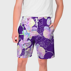 Шорты на шнурке мужские Японские акварельные орхидеи, цвет: 3D-принт