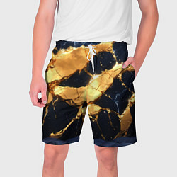 Шорты на шнурке мужские Золотая текстура на синем, цвет: 3D-принт