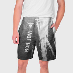 Шорты на шнурке мужские Bon Jovi - grey gradient по-вертикали, цвет: 3D-принт