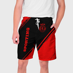 Шорты на шнурке мужские Sporting - red gradient вертикально, цвет: 3D-принт