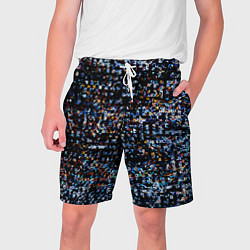 Шорты на шнурке мужские Тёмный чёрно-синий мелкий квадрат, цвет: 3D-принт