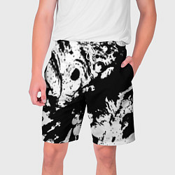 Шорты на шнурке мужские Чёрный с белой абстракцией, цвет: 3D-принт