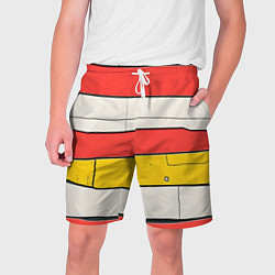 Шорты на шнурке мужские Красные полоски, цвет: 3D-принт