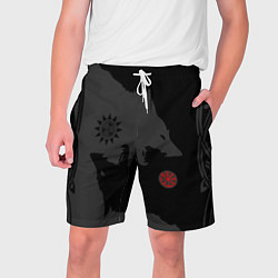 Шорты на шнурке мужские Волки викингов с обережными символами - тату, цвет: 3D-принт