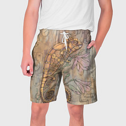 Шорты на шнурке мужские Стимпанк механический киберхамелеон, цвет: 3D-принт