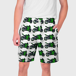 Шорты на шнурке мужские Motorbike green, цвет: 3D-принт