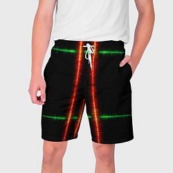Шорты на шнурке мужские Color black green red lines, цвет: 3D-принт