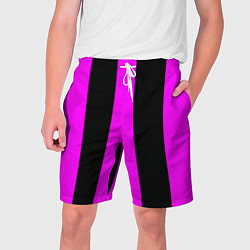 Шорты на шнурке мужские Color black pink lines, цвет: 3D-принт