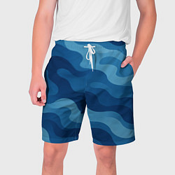 Шорты на шнурке мужские Синие волнистые линии в виде камуфляжа, цвет: 3D-принт