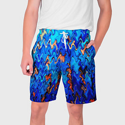 Шорты на шнурке мужские Сине-голубой стекающая абстракция, цвет: 3D-принт