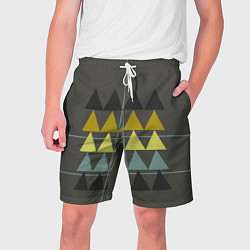 Шорты на шнурке мужские Абстрактный лес, геометрический с однотоном, цвет: 3D-принт
