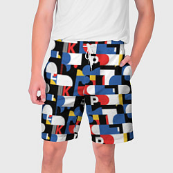 Шорты на шнурке мужские Геометрия букв, цвет: 3D-принт