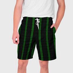 Шорты на шнурке мужские Color black cage green stripes, цвет: 3D-принт
