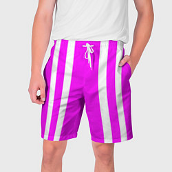 Шорты на шнурке мужские Color white pink stripes, цвет: 3D-принт