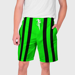 Шорты на шнурке мужские Color black and green stripes, цвет: 3D-принт