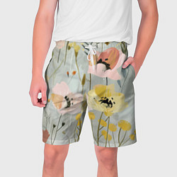 Шорты на шнурке мужские Цветы и цветочки, цвет: 3D-принт
