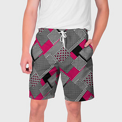 Мужские шорты Красно черная абстрактная геометрия пэчворк