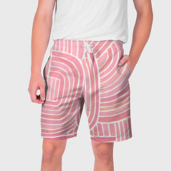 Шорты на шнурке мужские Абстрактный узор розовый, цвет: 3D-принт