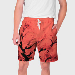 Шорты на шнурке мужские Чёрное дерево абстракция коралловый, цвет: 3D-принт