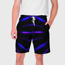 Шорты на шнурке мужские Color black neon stripes, цвет: 3D-принт