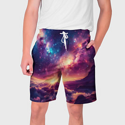 Шорты на шнурке мужские Фантастический космос вид с планеты, цвет: 3D-принт