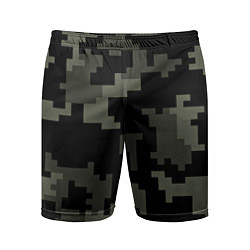 Шорты спортивные мужские Камуфляж пиксельный: черный/серый, цвет: 3D-принт