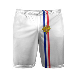 Шорты спортивные мужские Франция: лента с гербом, цвет: 3D-принт