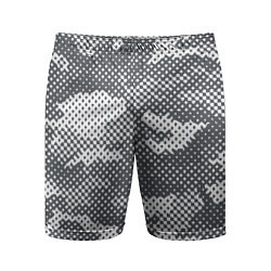 Шорты спортивные мужские Серый камуфляж, цвет: 3D-принт