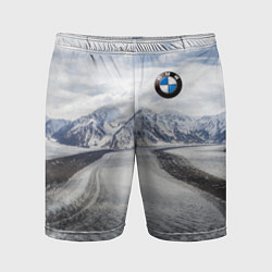 Шорты спортивные мужские BMW - снежная вершина, цвет: 3D-принт