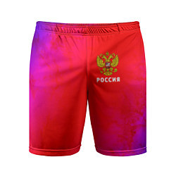 Шорты спортивные мужские РОССИЯ RUSSIA, цвет: 3D-принт