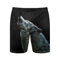 Шорты спортивные мужские Воющий волк, цвет: 3D-принт