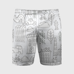 Мужские спортивные шорты Нарисованный город