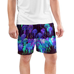 Шорты спортивные мужские Неоновые медузы, цвет: 3D-принт — фото 2