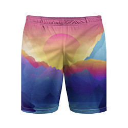 Шорты спортивные мужские Красочные Горы, цвет: 3D-принт