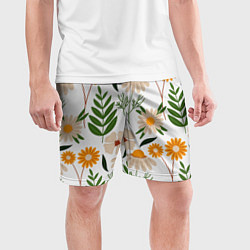 Шорты спортивные мужские Цветы и листья, цвет: 3D-принт — фото 2