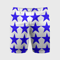 Шорты спортивные мужские Синие звёзды на белом фоне, цвет: 3D-принт