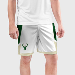 Шорты спортивные мужские Milwaukee Bucks Домашняя форма, цвет: 3D-принт — фото 2