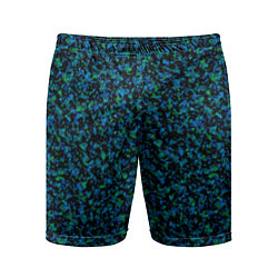 Шорты спортивные мужские Абстрактный зелено-синий узор, цвет: 3D-принт