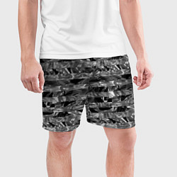 Шорты спортивные мужские Черно -белый полосатый узор, цвет: 3D-принт — фото 2