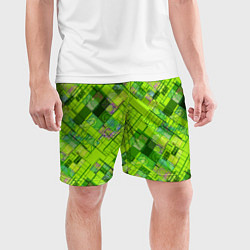 Шорты спортивные мужские Ярко-зеленый абстрактный узор, цвет: 3D-принт — фото 2