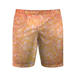 Шорты спортивные мужские Оранжевая пиксель абстракция, цвет: 3D-принт