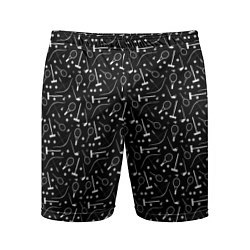 Шорты спортивные мужские Черно-белый спортивный узор, цвет: 3D-принт