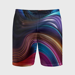 Шорты спортивные мужские Цветные неоновые волны, цвет: 3D-принт