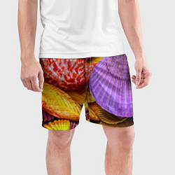 Шорты спортивные мужские Разноцветные ракушки multicolored seashells, цвет: 3D-принт — фото 2