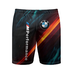 Шорты спортивные мужские BMW M PERFORMANCE NEON БМВ М НЕОН, цвет: 3D-принт